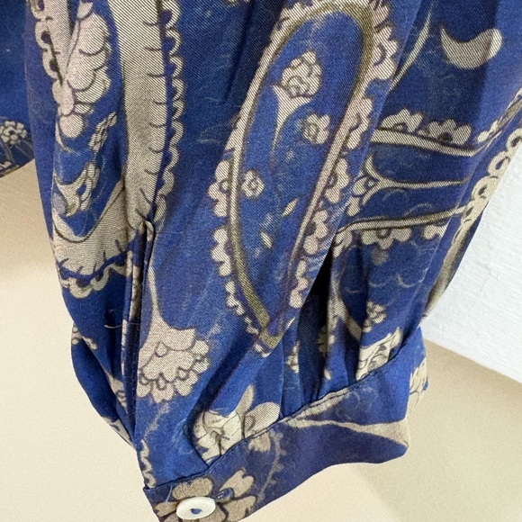 NWT LANIDOR Blue & Cream Paisley Button Down Shirt Lightweight Family Owned - Picture 6 of 12